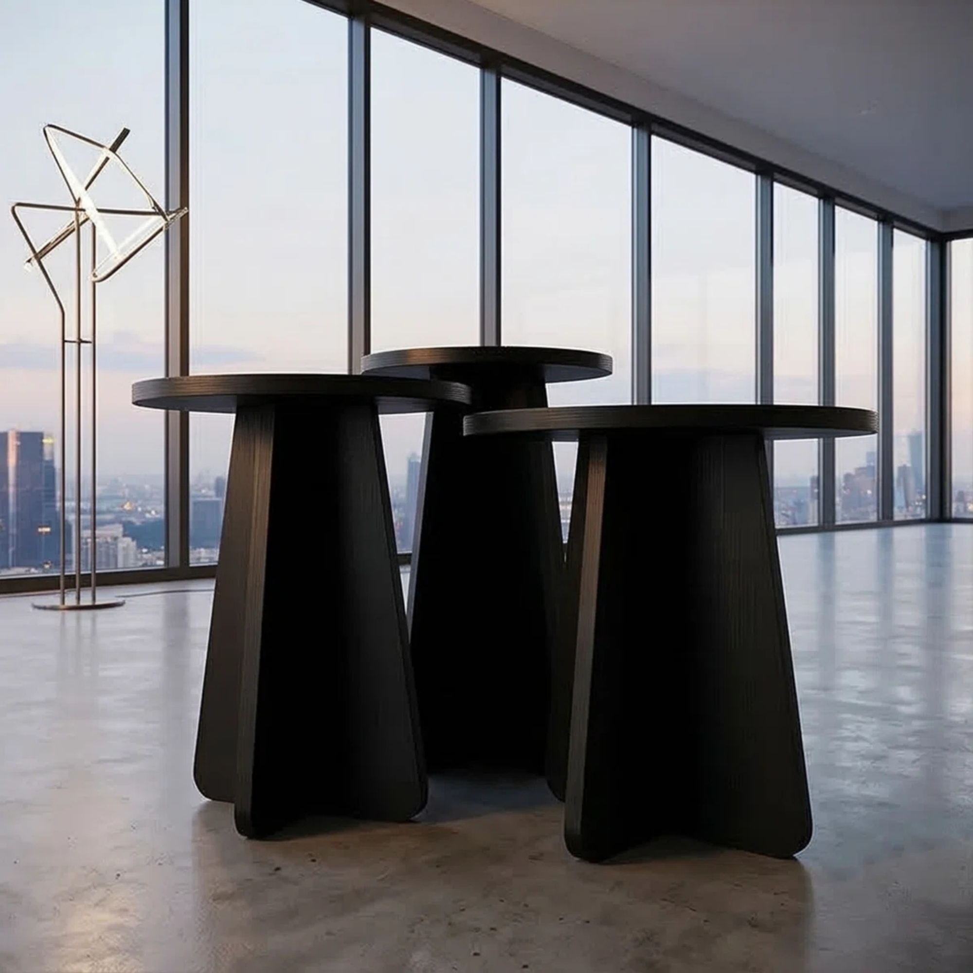 Picture of FurniQ Furniture Modern 3-Piece Nesting Coffee Table Set - Space Saving Round Side Tables - Premium Melamine Board Furniture