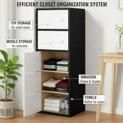Picture of Modern Wardrobe Almirah | Clothes Storage Cabinet | Engineered Board | Melamine Finish | FurniQ Furniture BD