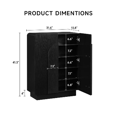 Picture of FurniQ Furniture Modern 5-Tier Wooden Shoe Cabinet with Doors & Adjustable Shelves - Premium Shoe Organizer for Home Entryway