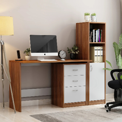 Picture of FurniQ Furniture Calisto Modern Study Table - Dual Tone Engineered Wood Home Office Desk with Drawers & Storage