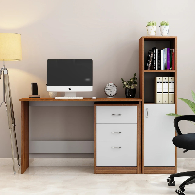 Picture of FurniQ Furniture Calisto Modern Study Table - Dual Tone Engineered Wood Home Office Desk with Drawers & Storage