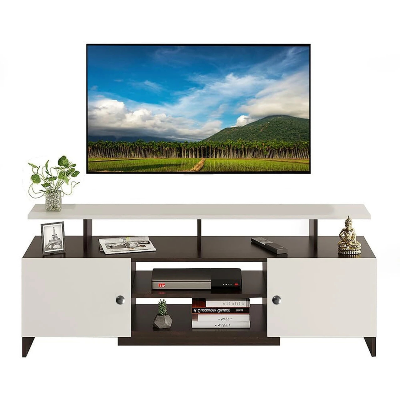Picture of FurniQ Furniture Modern Minimalist TV Stand with Storage Cabinets - Premium Melamine Board Entertainment Center for Living Room
