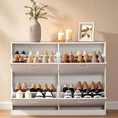 Picture of FurniQ Furniture Modern 2-Door Shoe Storage Cabinet with Adjustable Shelves - Premium Melamine Board Shoe Rack - 24 Pair Capacity