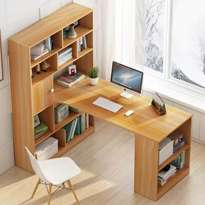 Picture of FurniQFurniture Custom Size&Color Durable Eco-Friendly Computer Desk Study Table with Shelf Bookshelf Drawers Furniture Space-Saving Home Office