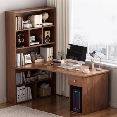Picture of FurniQFurniture Custom Size&Color Durable Eco-Friendly Computer Desk Study Table with Shelf Bookshelf Drawers Furniture Space-Saving Home Office