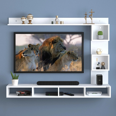 Picture of ANIKAA Irina TV Cabinet | Wall TV Unit Engineered Wood TV Entertainment Unit (Finish Color - White, DIY(Do-It-Yourself))