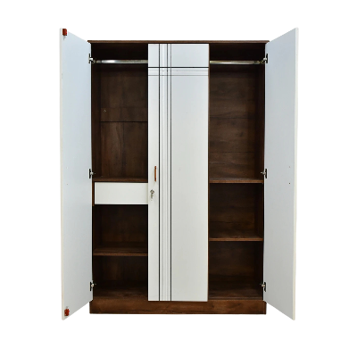 Picture of FurniQ Furniture Mintwud from Pepperfry Maya 3 Door Wardrobe In Wenge Finish Engineered Wood 3 Door Wardrobe (Finish Color - Wenge, Knock Down)