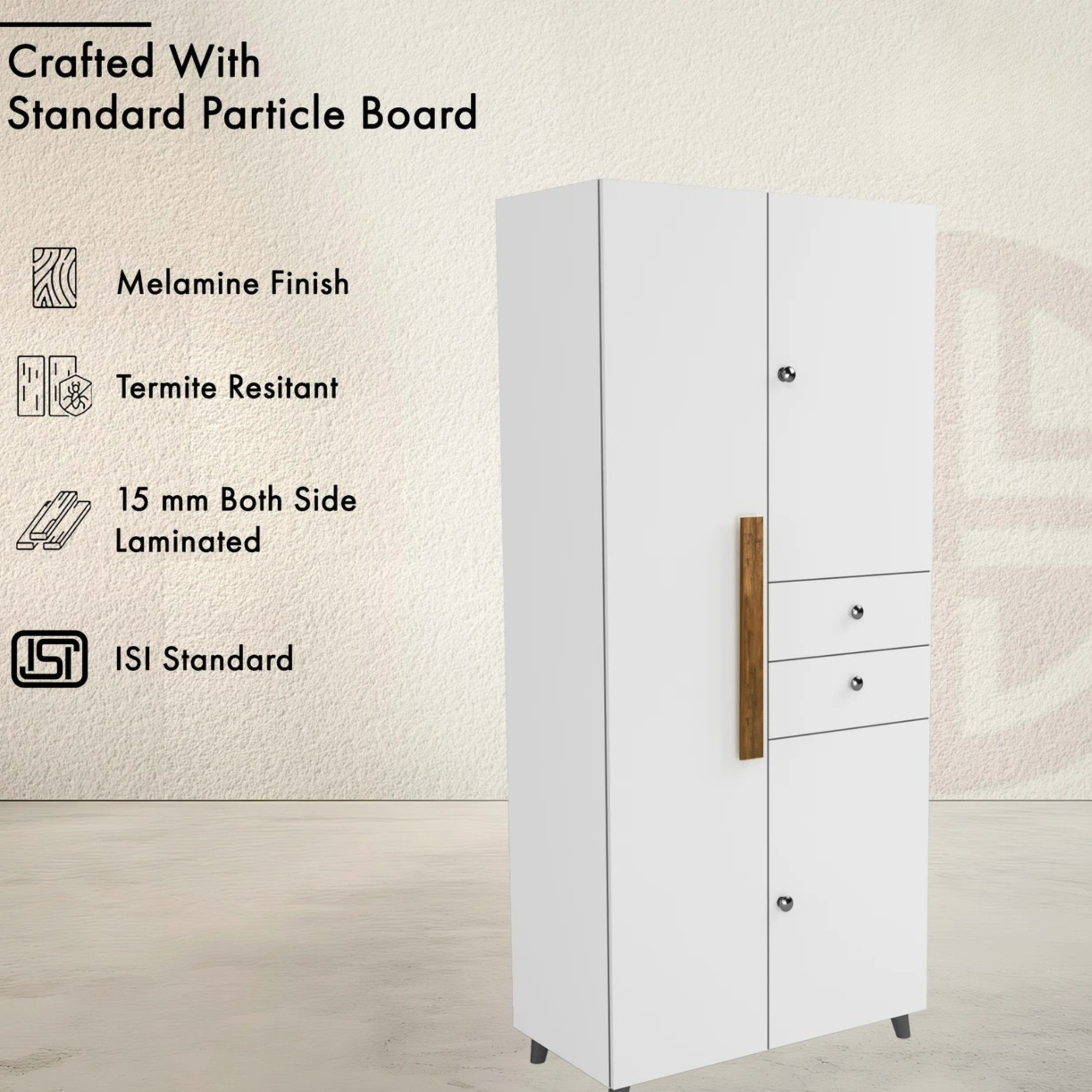 Picture of FurniQ Furniture CARLTON LONDON Willy Engineered Wood 3 Door Wardrobe (Finish Color - White, Knock Down)