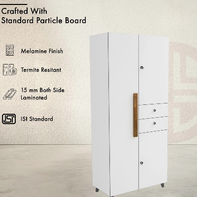 Picture of FurniQ Furniture CARLTON LONDON Willy Engineered Wood 3 Door Wardrobe (Finish Color - White, Knock Down)