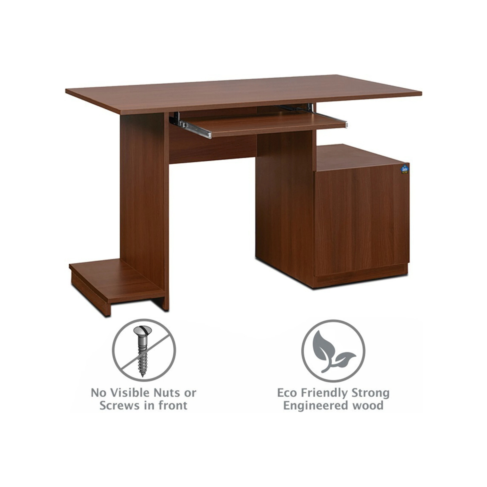 Picture of Delite Kom Glide Engineered Melamine Board Computer Desk (Straight, Finish Color - Acacia Dark, Knock Down)