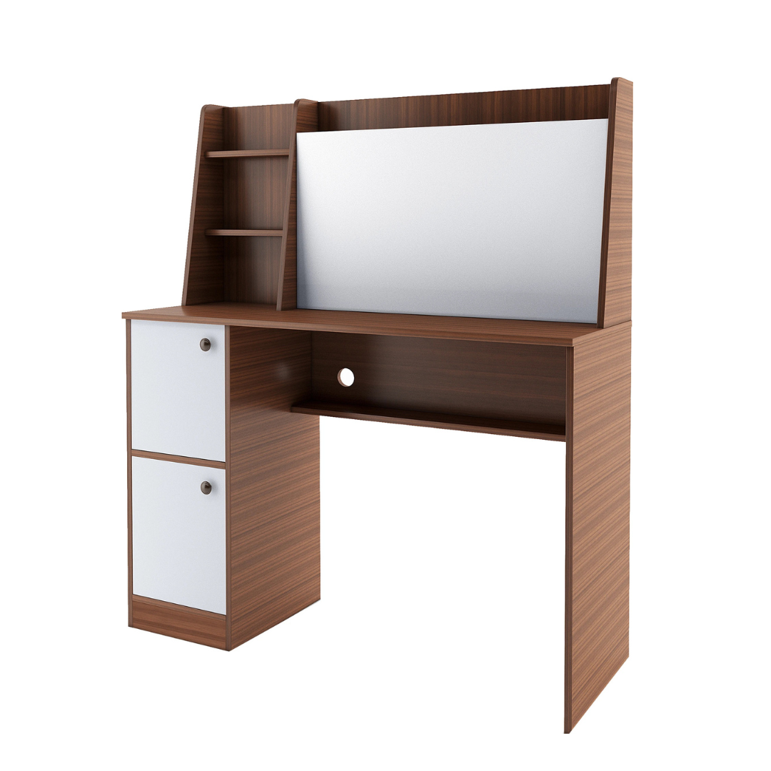 Picture of FurniQ FurniturePerfect Homes Dalton Engineered Wood Study Table (Free Standing, Finish Color - Almond Walnut and White, Knock Down)