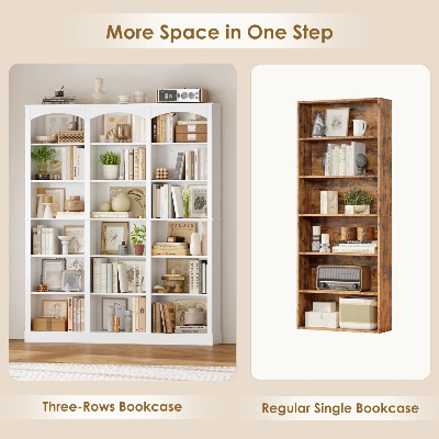 Picture of FurniQ Furniture Modern 6-Shelf Standard Bookcase with Adjustable Shelves - Premium Melamine Board Bookshelf for Home & Office - 71" Height