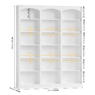Picture of FurniQ Furniture Modern 6-Shelf Standard Bookcase with Adjustable Shelves - Premium Melamine Board Bookshelf for Home & Office - 71" Height