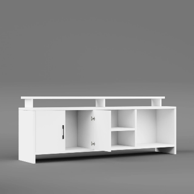 Picture of FurniQ Furniture Modern Wooden TV Unit with 2 Storage Doors & Open Shelves - Premium Entertainment Stand for Living Room