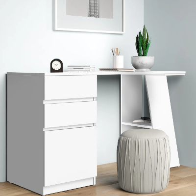 Picture of FurniQ Furniture Modern Minimalist Study Desk with Built-in Bookshelf - Multi-functional Home Office Computer Table