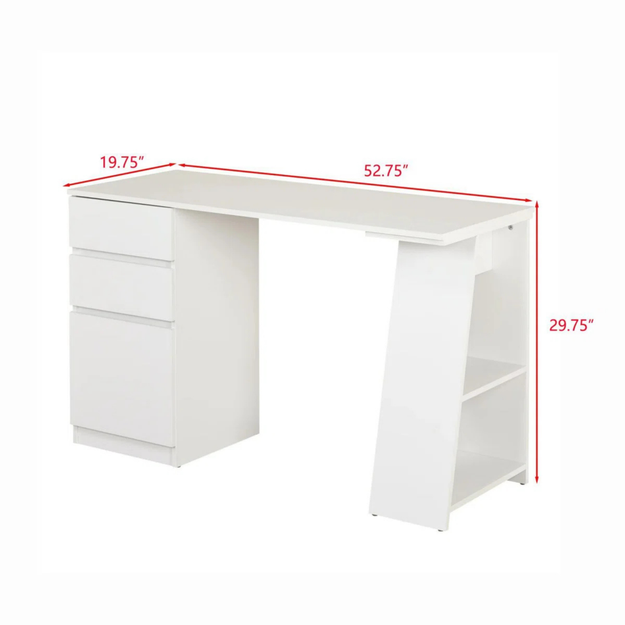 Picture of FurniQ Furniture Modern Minimalist Study Desk with Built-in Bookshelf - Multi-functional Home Office Computer Table