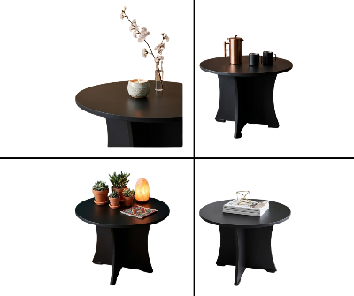 Picture of FurniQ Furniture Modern Round Globe Coffee Table - Brown Wooden Finish Center Table for Living Room & Office