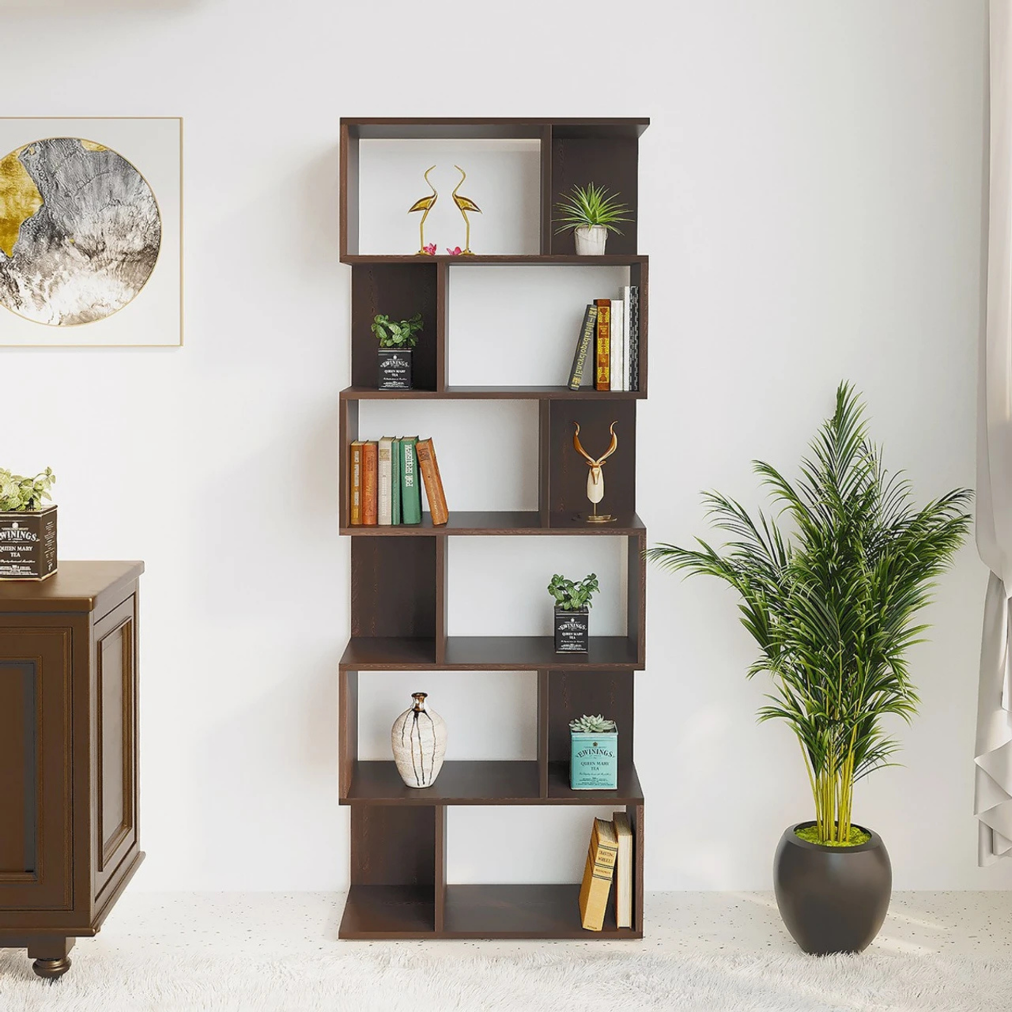 Picture of Ladder Bookshelf Storage Rack | 7 Tier Open Book Shelf | Wall Standing Display Rack | Engineered Board | Melamine Finish | FurniQ Furniture