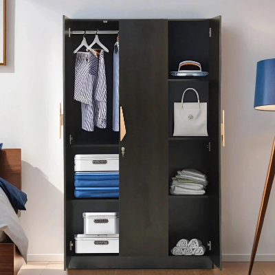 Picture of FurniQ Furniture 3 Door Wardrobe In Wenge Finish Engineered Wood 3 Door Wardrobe (Finish Color - Wenge, Knock Down)