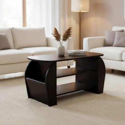 Picture of FurniQ Furniture KIK Nest Coffee Table | Wooden Center Table with Storage Shelves Engineered Wood Coffee Table (Finish Color - Wenge, Knock Down)