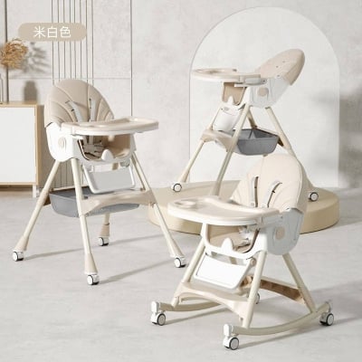 Picture of Luxury baby feeding rocking high Chair (Beige White)