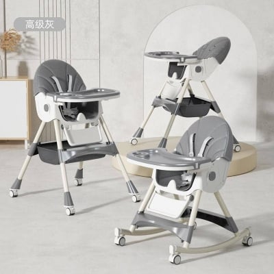 Picture of Luxury baby feeding rocking high Chair (Grey)