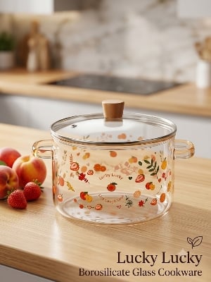 Picture of 1.8 Liter Heat Resistant Borosilicate Glass Cooking Pot