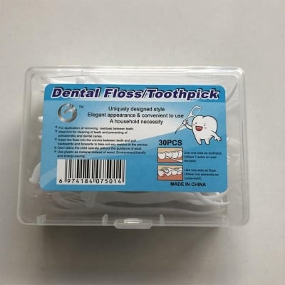Picture of Dental Floss Pick Toothpick Interdental Cleaner Tooth Pick Flosser (30 Piece)