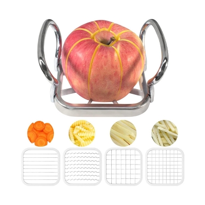 Picture of 3-1 Apple Cutter Vegetable Slicer-Apple Slicer Stainless Steel Vegetable Chopper Ultra Sharp Cutter 8 Slices Cut Apple Corer Potato Slicer