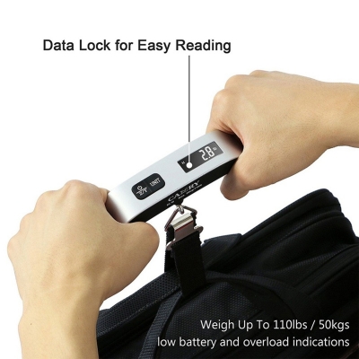 Picture of Portable 110lb/50kg Hand Held Hook Belt Electronic Scale Digital Travel Suitcase Luggage Hanging Scales