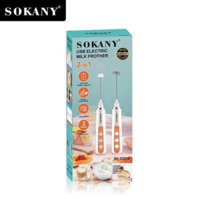 Picture of Sokany SK-2014 Hand Mixer With 3 Speed Adjustable And USB Rechargeable Foam Maker for Cappuccino Latte Hot Chocolate with 2 Stainless Steel Whisks