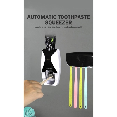 Picture of Automatic Wall Mounted Kids Toothbrush Holder Set Bathroom Tooth Brush Holder Toothpaste Squeezer And Dispenser