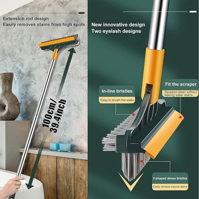 Picture of 3 in 1 Tiles cleaning brush with long handle and wipers