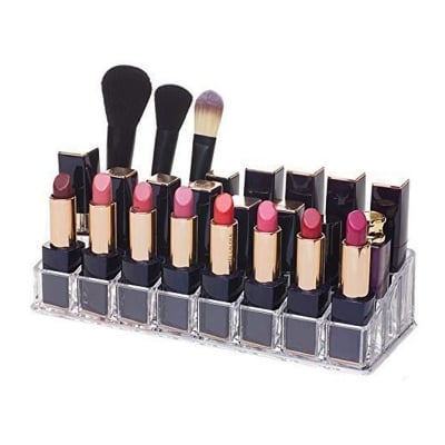 Picture of 24 Grid Acrylic Makeup Organiser Transparent Plastic Makeup Cosmetic Storage Box Lipstick Nail Paint/Polish Holder Display Stand Organizer