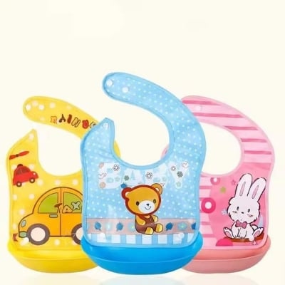 Picture of Baby Bib With Pocket Silicone Waterproof Color And Shape Changing