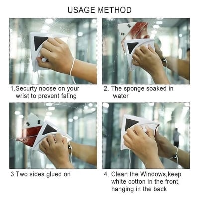Picture of Magnetic Window Cleaner, Double Side Window Cleaning Brush Glass Washer Wiper