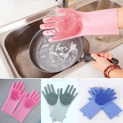 Picture of High Quality Silicone Dish Washing Kitchen Gloves 1 pair