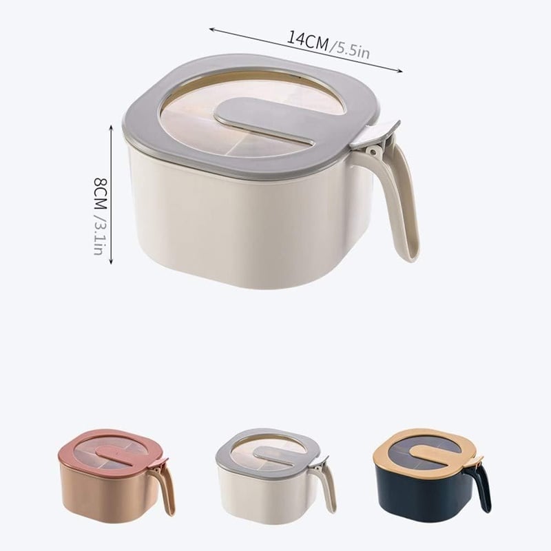 Picture of Visual condiment box, Spice Racks with condiment spoon, healthy material, 4 compartments for enclosed storage, easy to organize in the kitchen and condiment storage