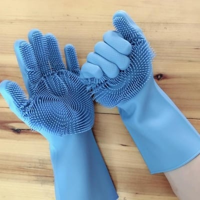 Picture of Silicone Dishwashing Kitchen Hand Gloves