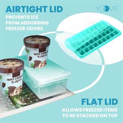 Picture of Silicone Ice Cube Tray With Lid 36 Nugget Ice Tray for Freezer With Easy Release