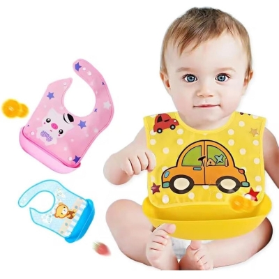 Picture of Baby Bib With Pocket Silicone Waterproof Color And Shape Changing