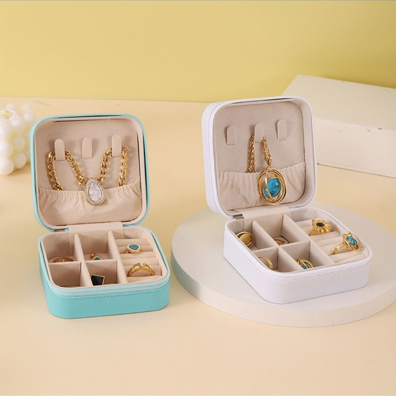 Picture of Portable Jewelry Storage Box Travel Storage Organizer Jewelry Case Earrings Necklace Ring Jewelry Organizer