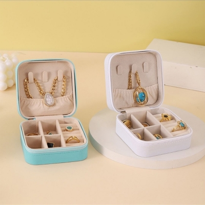 Picture of Portable Jewelry Storage Box Travel Storage Organizer Jewelry Case Earrings Necklace Ring Jewelry Organizer