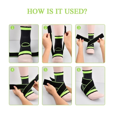 Picture of Ankle Brace Compression Sleeve with Adjustable Strap & Comfy Ankle Support Perfect for Sprained Ankle, Achilles Tendon, Plantar Fasciitis & Sports Ideal for Men & Women