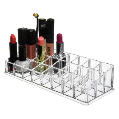 Picture of 24 Grid Acrylic Makeup Organiser Transparent Plastic Makeup Cosmetic Storage Box Lipstick Nail Paint/Polish Holder Display Stand Organizer