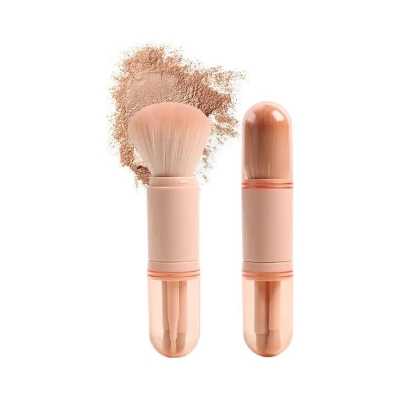 Picture of 4 in 1 Makeup Brush Set, Portable Travel Lip Brush, Foundation Blending Powder Brush, Nail Art Dust Brush, Retractable Mini Facial Cosmetic Makeup