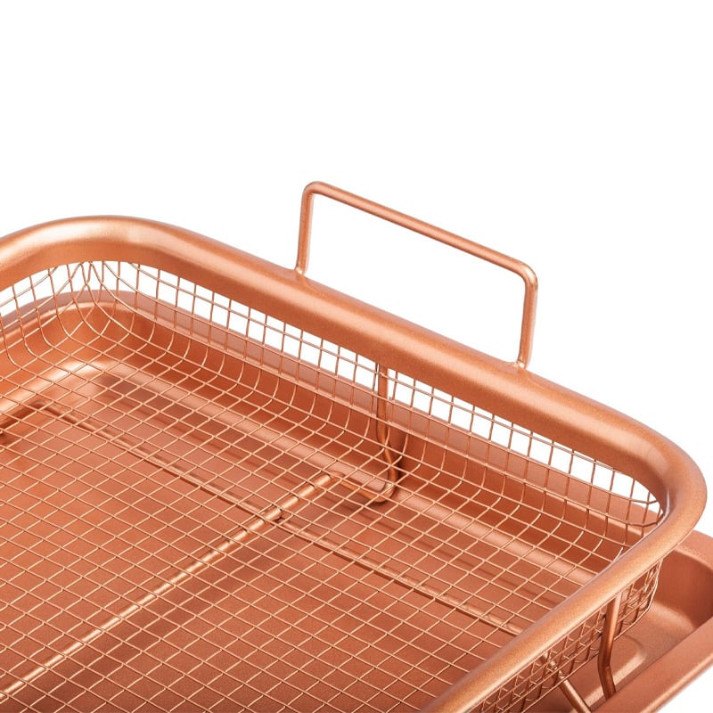 Picture of Ceramic Coated Cookie Tray & Mesh Nonstick Basket ,Healthy Oil Free Air Frying Option For Chicken, French Fries, Onion Rings & More