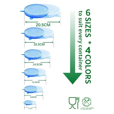 Picture of Food Grade 6 Pack Silicone Stretch Lids