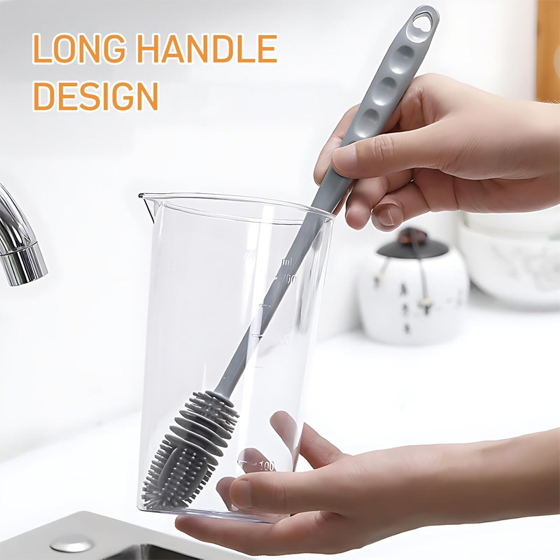 Picture of Silicone Bottle Cleaning Brush to thoroughly clean bottles, jars, and other containers.
