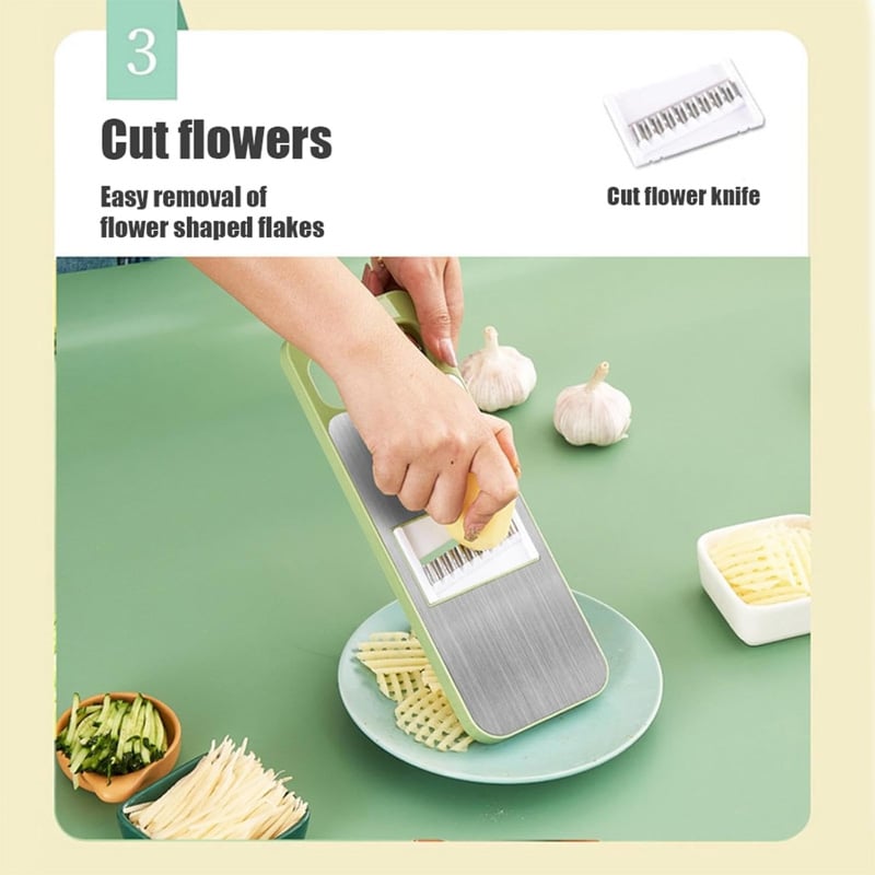 Picture of Kitchen 5 in 1 Stainless Steel Multifunctional Safe Manual Vegetable Slicer Cutter Potato Shredders Garlic Carrot Grater Chopper
